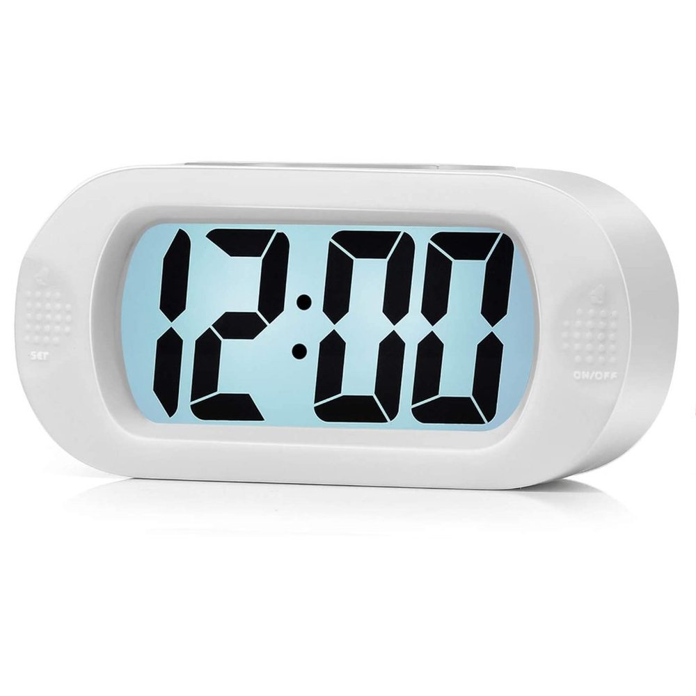 Kids Large Digital LCD Travel Alarm Clock - White